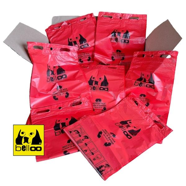 BELLOO Hundekotbeutel Recycling Mix Rot - 50er Block - Made in Germany bei Hundekotbeutel-Shop.de